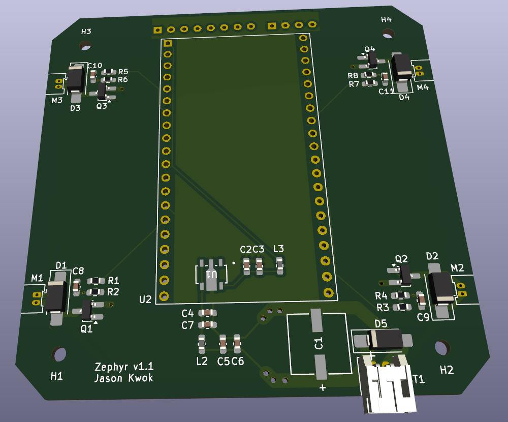 3D render of prototype board - v1.1