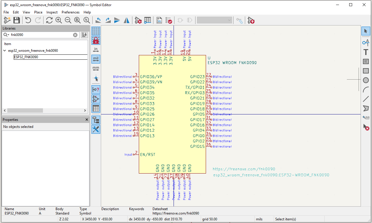 Custom ESP32 Symbol in KiCad