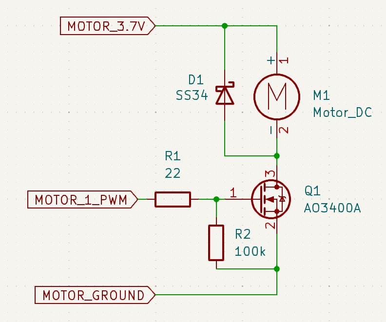 Modified motor cicuit with gate and gate-source resistors